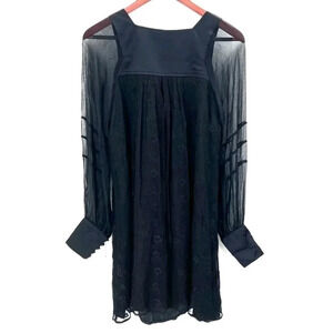 ABS by Allen Schwartz Black Silk Long Sleeve Dress Womens 6  - NWT $285